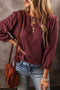 Solid Color 3/4 Sleeve Round Neck Blouse